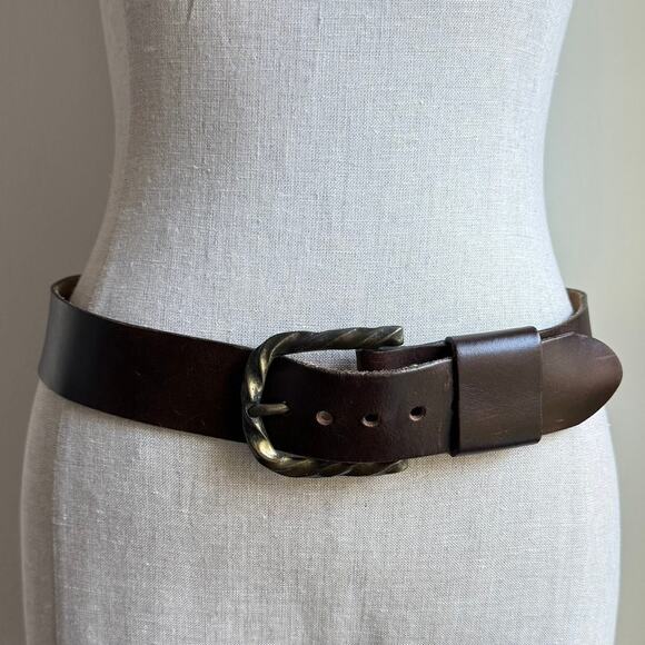 Vtg Wexford Hall x Buxton Brown Leather Belt Twisted Buckle Oil Tanned Steerhide main image 11